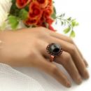 Big Vintage round garnet cabouchon ring in Victorian style