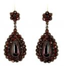 Large Vintage garnet earrings solid gold wires Victorian style