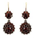 Double round Bohemian garnet earrings