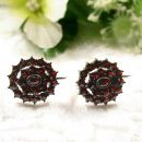 Oval original Bohemian garnet earrings/boutons w/14ct gold wires