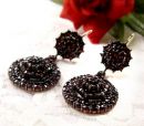 Large double round Bohemian garnet earrings w/14ct gold wires
