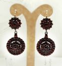 Large double round Bohemian garnet earrings w/14ct gold wires