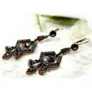 Interesting Bohemian garnet earrings in Art Deco style