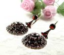 Impressive large round Bohemian garnet earrings w/14ct gold wires