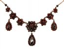 Large Vintage garnet necklace with three drops in Victorian style