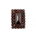 Awesome rectangular garnet ring in Art-Déco style