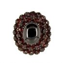 Vintage oval garnet cabouchon ring in Victorian style