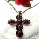 Large Vintage garnet cross/pendant with chain