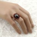 Vintage oval garnet ring in Victorian style