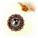 Vintage round garnet facetted ring in Victorian style //L