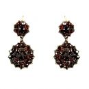 Vintage garnet double round earrings w/14ct gold wires in Victorian style