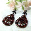 Big Vintage garnet earrings in Victorian style w/14ct gold posts /L