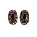 Oval bohemian garnet earclips