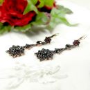 Long Bohemian garnet flower earrings w/14ctgold wires