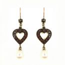 Bohemian garnet hearts & pearls earrings