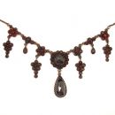 Vintage garnet necklace w big pear stone Victorian style *L