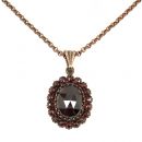 Vintage garnet necklace w big oval stone Victorian style *L