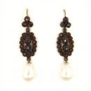 Vintage garnet earrings w freshwater pearl Victorian style