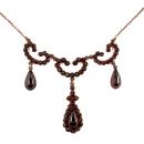 Vintage garnet pear cabouchon necklace with dangling drops