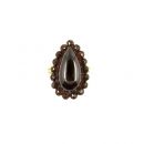 Vintage pearshaped garnet cabouchon ring in Victorian style //L