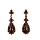 Vintage garnet earrings w/ cabouchon pears and 14ct gold studs