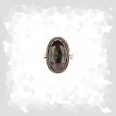 Vintage garnet ring w big oval fac garnet in Victorian style //L