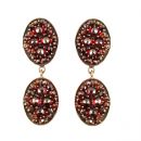 Vintage oval garnet earrings w/14ct gold studs Art Deco style