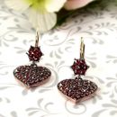 Bohemian garnet heart earrings w/14ctgold wire