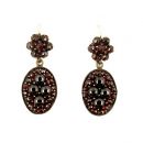 Vintage oval garnet earrings w/14ct gold wires Art Deco style