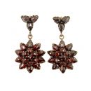 Vintage garnet star earrings w/14ct gold wires Victorian style // ГРАНАТ