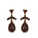 Vintage garnet drop earrings w/14ct gold wires Victorian style