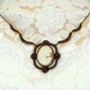 Bohemian garnet shell cameo necklace