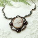 Bohemian garnet shell cameo necklace