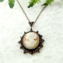 Bohemian garnet shell cameo necklace