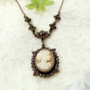Bohemian garnet shell cameo necklace