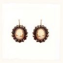 Bohemian garnet earrings/boutons with shell cameo    ГРАНАТ 081WPK