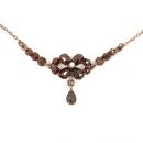 Vintage garnet flower necklace with seed pearl in Victorian style// ГРАНАТ
