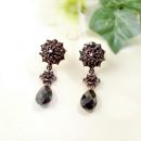 Bohemian garnet cascade earrings/studs with dangling briolets // ГРАНАТ