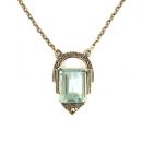 schlichtes Collier mit imit. OctagonAquamarin + Markasit