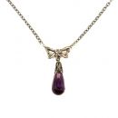 Schleifencollier mit imit. Amethyst Briolette