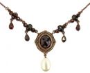 Collier mit ovalen  Granaten + Perle