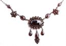 (LADE) Large Oval Vintage garnet necklace w/ 3 pending drops