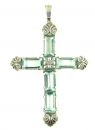 Grosses Kreuz mit imit. Aquamarin-Baguette