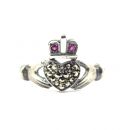 Vintage marcasite Claddagh ring with rubies