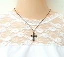 Old genuine filligree garnet cross pendant