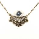 Cute Vintage marcasite necklace with paste aquamarine in Art-Déco style
