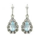 Ohrringe mit e.Blautopas(beh) Tropfen + Markasit