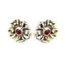 Ohrstecker Blume mit echt Rubin
