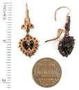 Bohemian garnet heart earrings w/fleur-de-lys wire