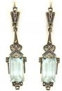 Ohrringe mit imit. Aquamarin-Baguette + Markasit im Art-Deco-Stil